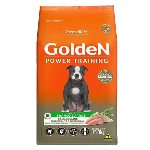 Ração Golden Power Training Cães Adultos Frango e Arroz 15 kg