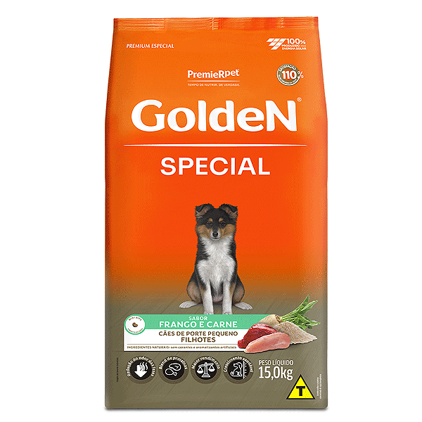 Ração Golden Special Cães Filhotes Porte Pequeno Frango e Carne