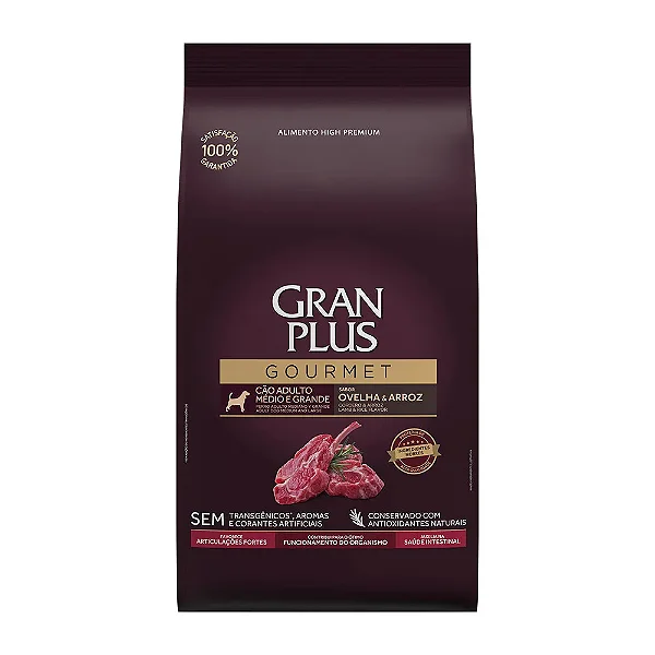 Ração GranPlus Gourmet Cães Adultos Médio e Grande Ovelha e Arroz 20kg