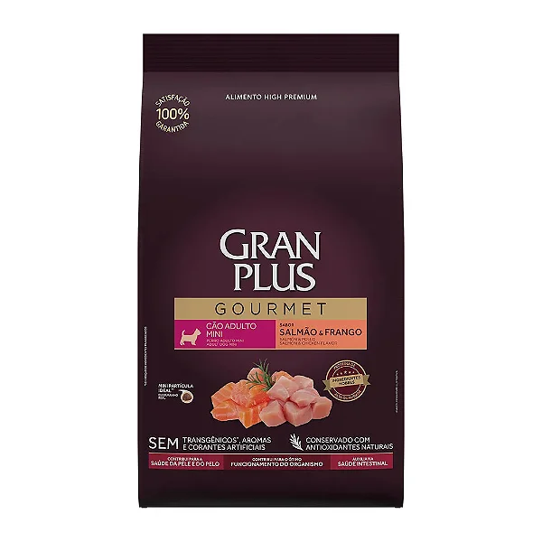 Ração GranPlus Gourmet Cães Adultos Mini Salmão e Frango