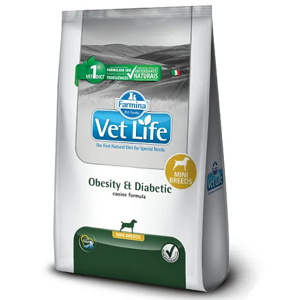 Ração Vet Life Natural Mini Canine Obesity e Diabetic 10,1kg