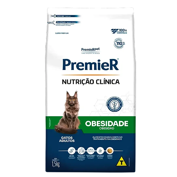 Ração Premier Clínica Obesidade Gatos Adultos 1,5kg