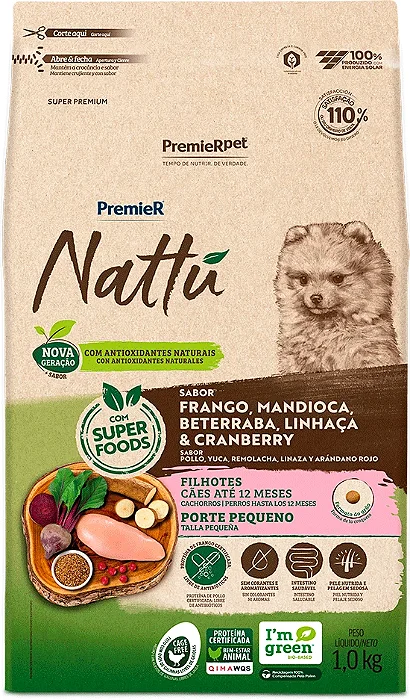 PremieR Nattú Mandioca para Filhotes Pequeno Porte