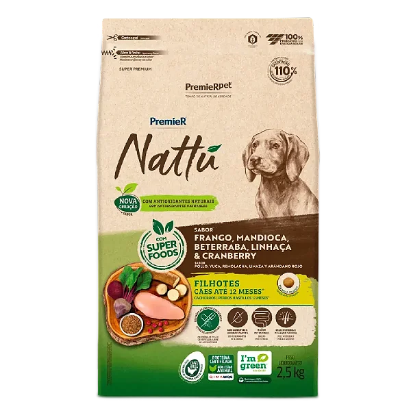 Premier Nattu Ração Filhotes Sabor Mandioca