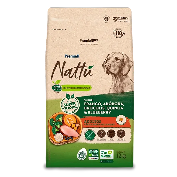 Premier Nattu Abóbora para Cães Adultos 12kg