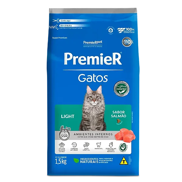 Premier Light Salmão Gatos Adultos 1,5kg