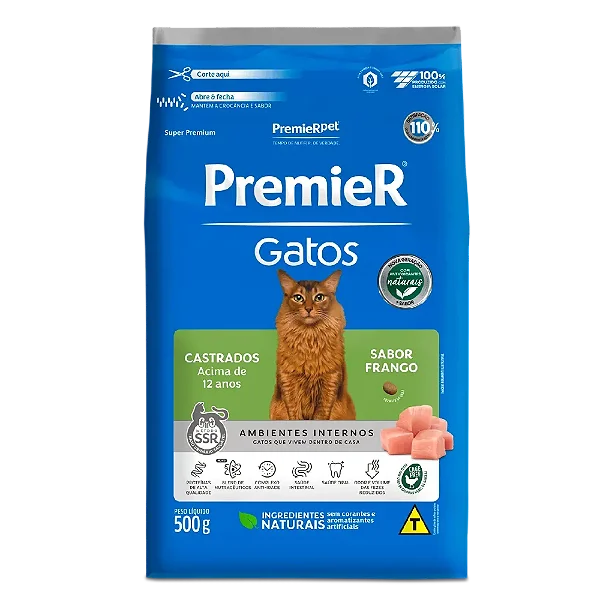 Ração Premier Gatos Ad Castrados 12+