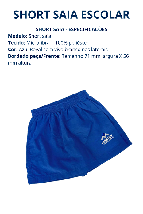 SHORT SAIA  ESCOLAR - TECIDO MICROFIBRA