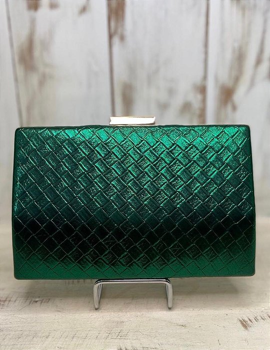 CLUTCH DETALHE ESCAMAS COM LEVE BRILHO VERDE