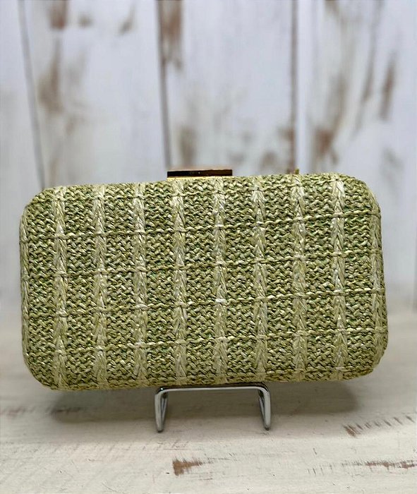 CLUTCH BORDA DOURADA VERDE