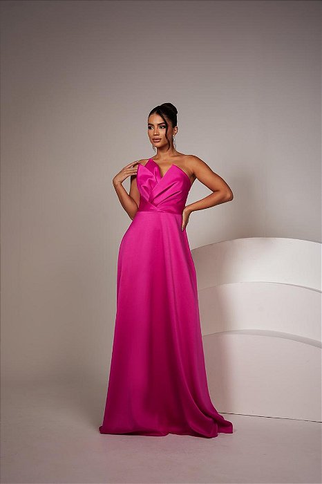 VESTIDO LONGO TOMARA QUE CAIA FOLHAS BIA PINK
