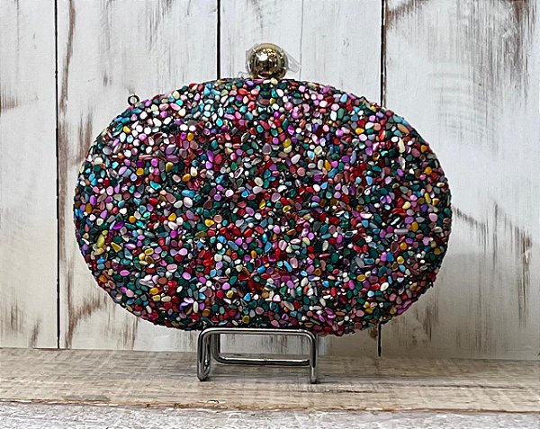 CLUTCH OVAL PEDRAS COLORIDAS