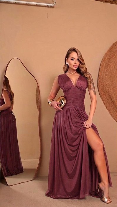 VESTIDO MICROTULE  CORPETE MICROTULE  MARSALA