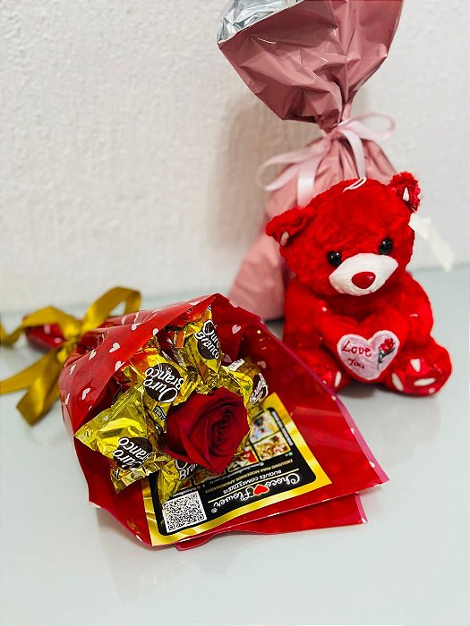 Kit Urso + Buquê mini