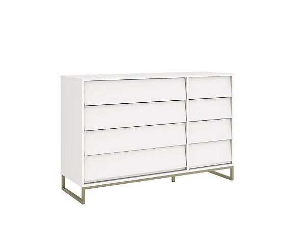 Cômoda Sapateira Noah Ind Branco Fosco com pés em bronze - Reller