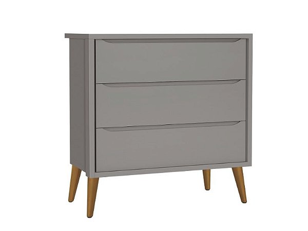 Cômoda Gaveteira Théo Cinza com pés em madeira - Reller