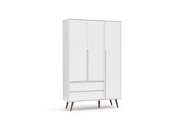 Roupeiro Retrô Clean 03 Portas Branco Soft EcoWood - Matic