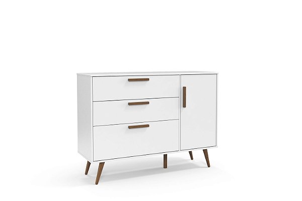 Cômoda Retrô com porta Branco Soft EcoWood - Matic