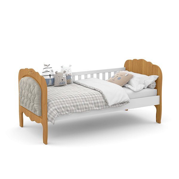 cama baba provence branco soft freijó com capitonê - matic