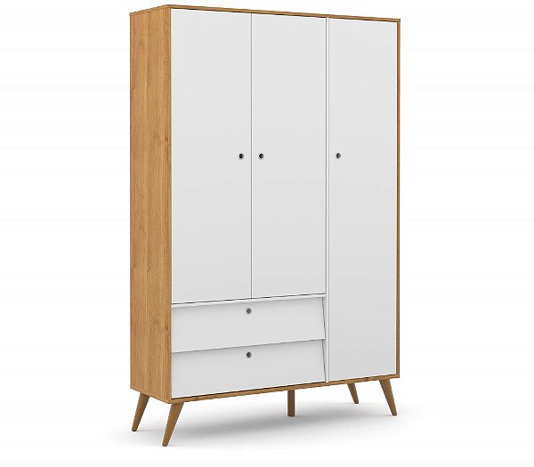 roupeiro gold 03 portas branco soft freijó ecowood - matic