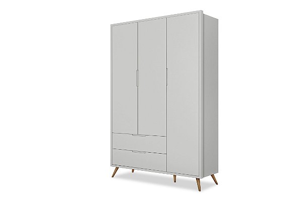 roupeiro old clean 03 portas cinza - planet baby