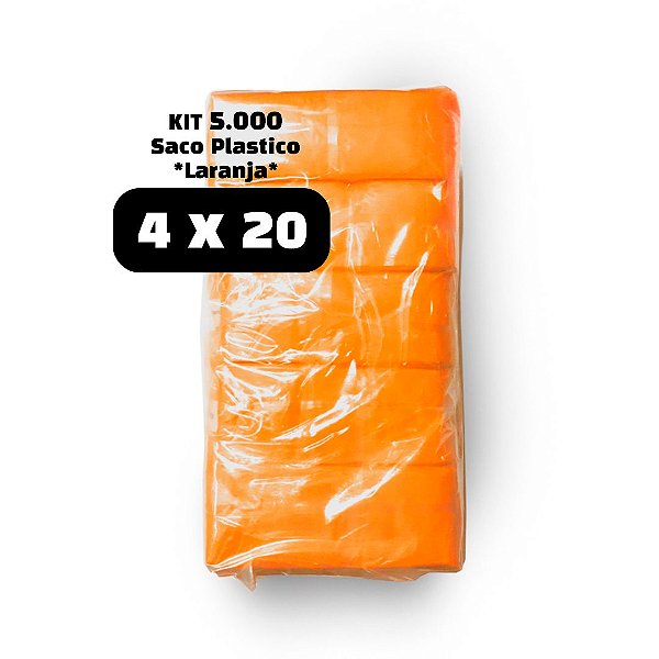Saco Plastico 4x20 - Kit Pct c/ 5.000 unid. - LARANJA
