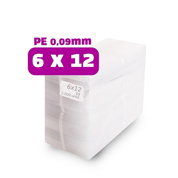 (T) Saco Plástico PEBD - Tamanho 6x12 (0,09mm) - Kit 5.000 unid.