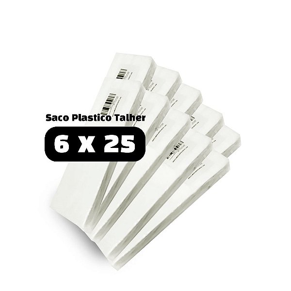 Saco Plastico PEAD P/ Talher - 6x25 - 10.000 unid