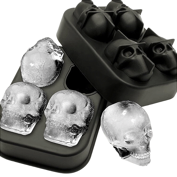 Forminha de Silicone - Gelo ou Chocolate - Modelo Caveira Skull 3D
