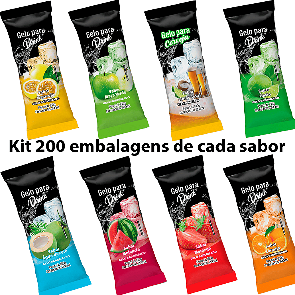 Kit 08 Pacotes / Sabores - Saco BOPP Pérola - 8,5x21 - Total 1.600 Sacos