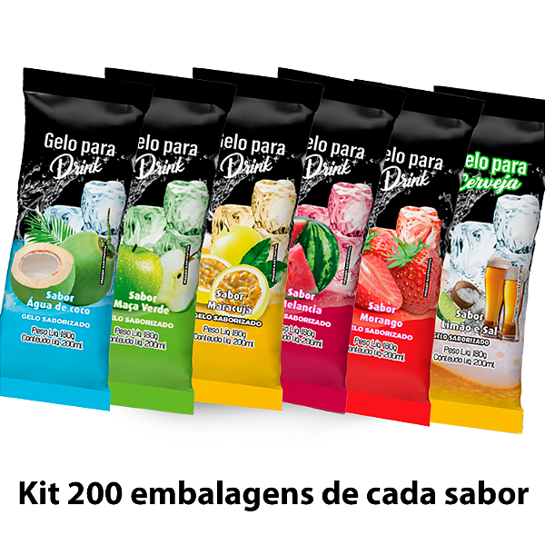 Kit 06 Pacotes / Sabores - Saco BOPP Pérola - 8,5x21 - Total 1.200 Sacos