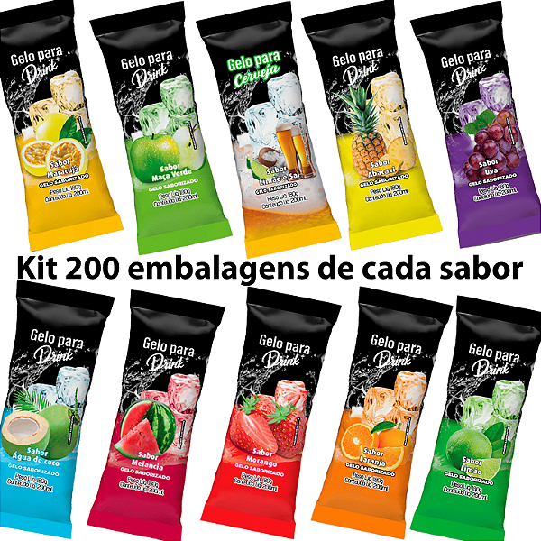 Kit 10 Pacotes / Sabores - Saco BOPP Pérola - 8,5x21 - Total 2.000 Sacos