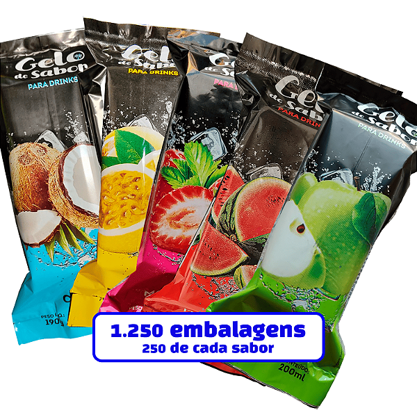 Saco BOPP Metalizado 9x21 - Embalagem para Gelo Saborizado - Kit 05 Pct (1.250 sacos)