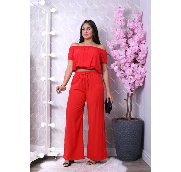 Calça pantalona com blusa cheap ciganinha