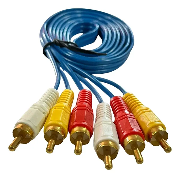 Cabo 3 RCA x 3 RCA 1,5m para Áudio e Vídeo