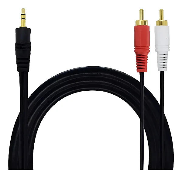 Cabo P2 x 2 RCA Latão Niquelado 1,5m Áudio (LE-1008-1)