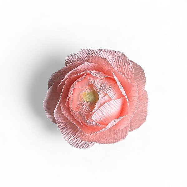 FLOR EM PAPEL CREPOM RANUNCULUS ROSA CLARO KUMI