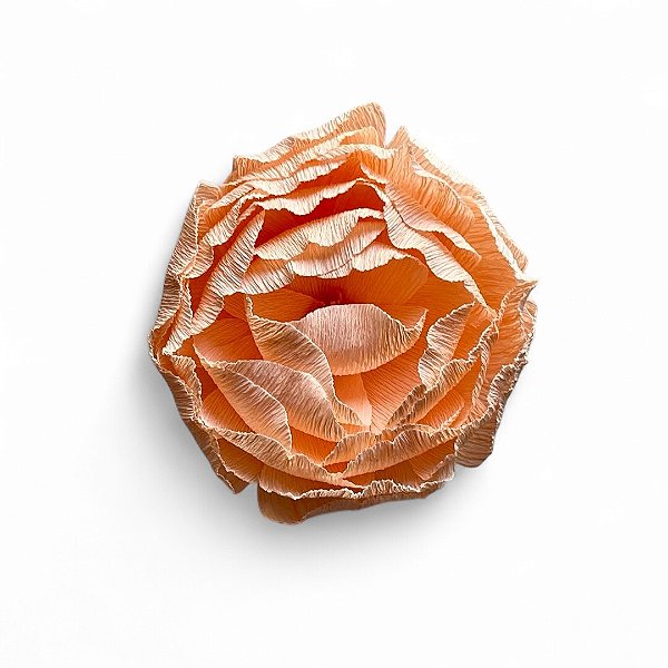 FLOR DE  MESA EM PAPEL CREPOM PEONIA PÊSSEGO KUMI + ALLUMETTES