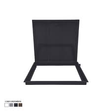 TAMPA 90X90 C\ART. REBAIXADO C\GRELHA INVISIVEL  PRETO FOSCO