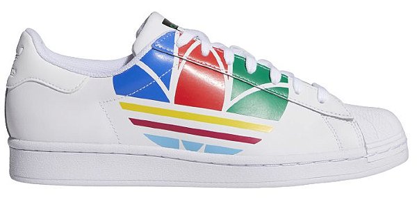 tenis adidas superstar colorful trefoil cloud white