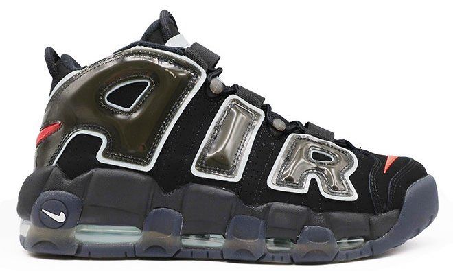 TÊNIS NIKE AIR MORE UPTEMPO ' BLACK WHITE-CHILE RED