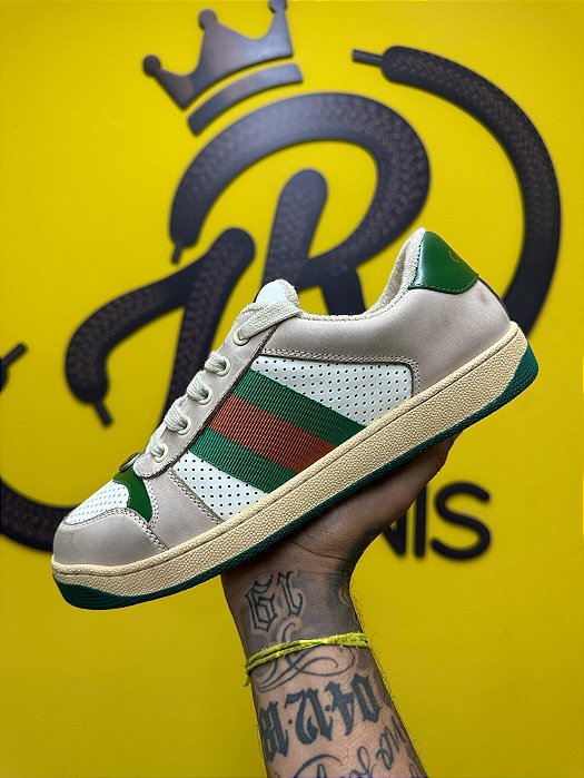Sapatênis Gucci Screener Distressed " Green Orange " - A PRONTA ENTREGA