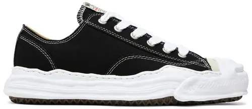 TÊNIS MAISON MIHARA YASUHIRO HANK OG SOLE CANVAS LOW BLACK WHITE