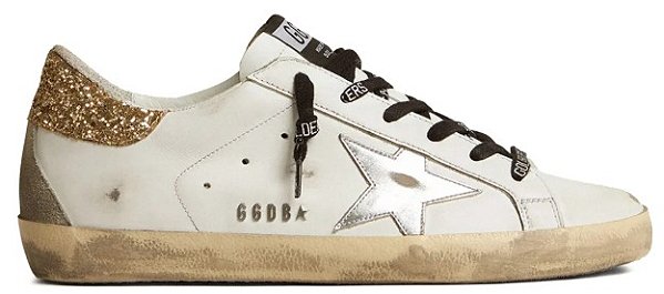 TÊNIS GOLDEN GOOSE BALL STAR WHITE GOLD GLITTER