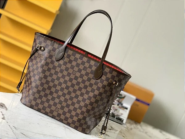 BOLSA LOUIS VUITTON NEVERFULL INSIDE OUT MM BROWN AND RED