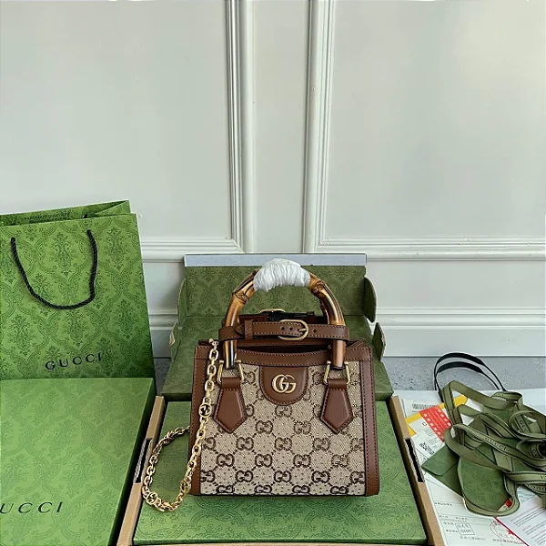 BOLSA GUCCI DIANA JUMBO GG TOTE SMALL CAMEL EBONY