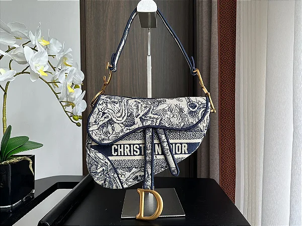 BOLSA CHRISTIAN DIOR SADDLE OBLIQUE EMBROIDERY BLUE