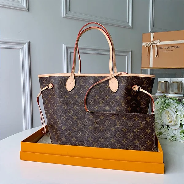 BOLSA LOUIS VUITTON NEVERFULL INSIDE OUT MM BROWN AND BEIGE