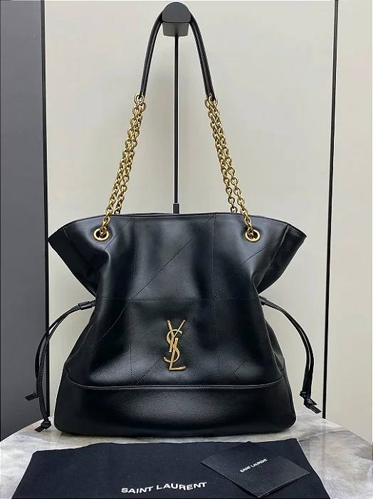 BOLSA SAINT LAURENT SHOPPING JAMIE 4.3 QUILTED BLACK FERRAGENS DOURADAS