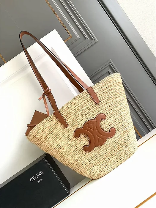 BOLSA CELINE PARIS MEDIUM SUPPLE PAINER IN RAFFIA AND CALFSKIN